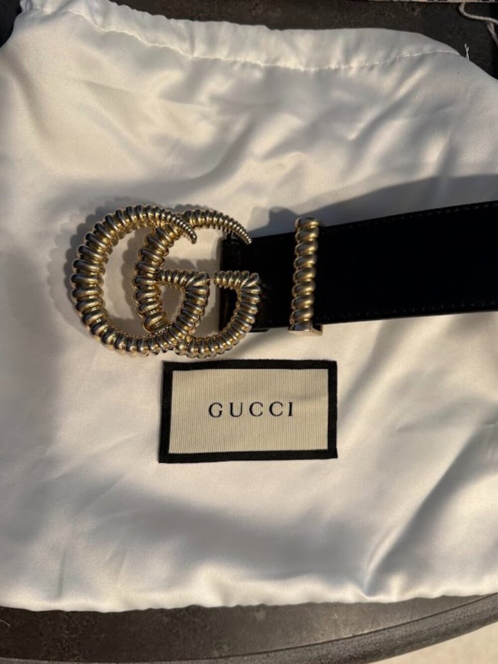 NWOT Authentic Gucci Torchon Double G Buckle Leather Belt Size US 85/34